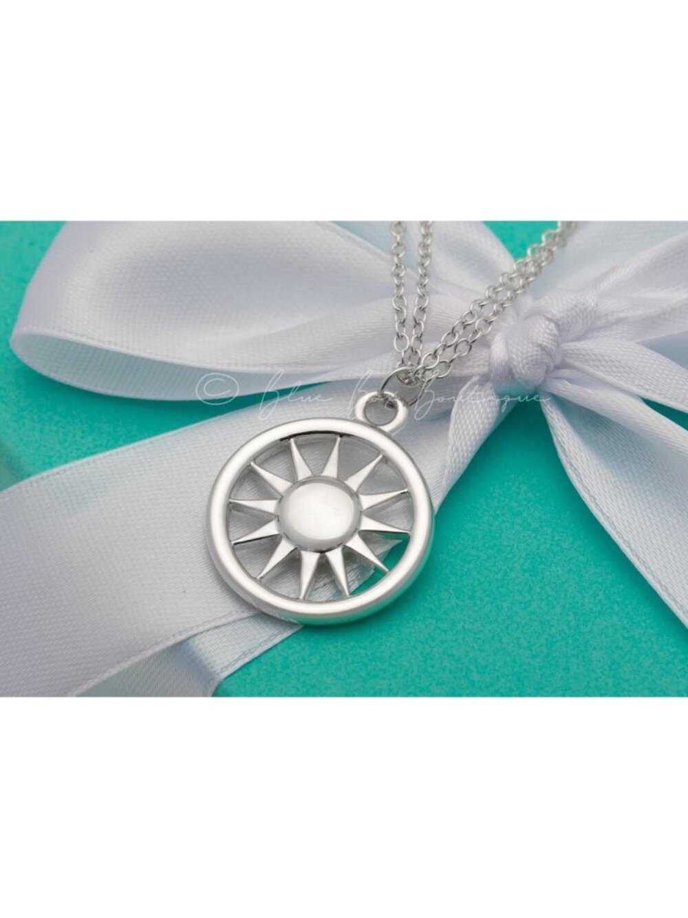 Tiffany & Co. *RARE* Sun Circle Necklace Double Chain Pendant Silver 16" Chain